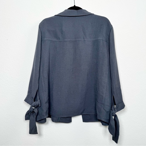 Lafayette 148 New York Open Front Linen Grant Blazer Jacket 3/4 Tie Sleeves XXL - Picture 2 of 6